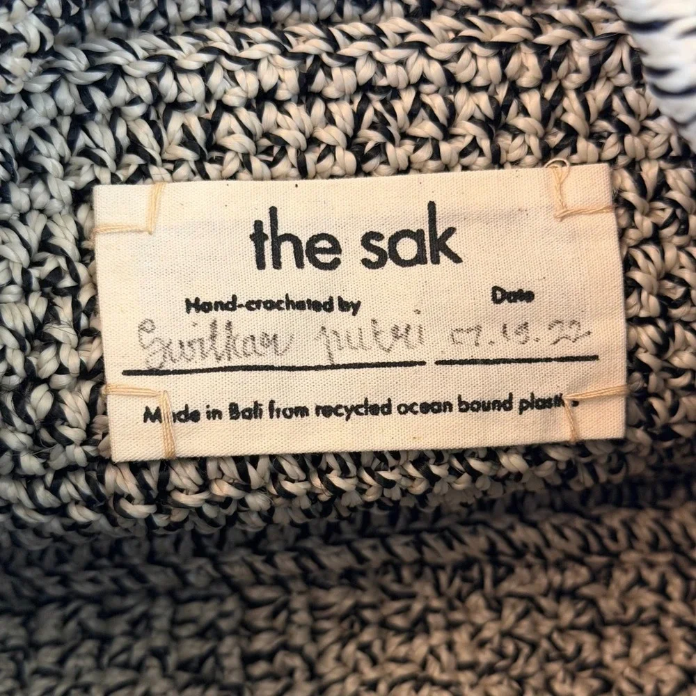 NEW The Sak Rylan Mini Satchel Crochet Crossbody Bag Black Cream HandbagRecycled